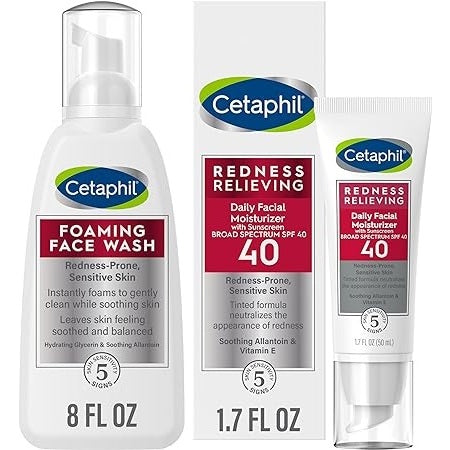 ๐บ๐ธ CETAPHIL Redness Relieving Facial Moisturizer Day SPF 40 50ml/Night Cream/Face Wash 237ml