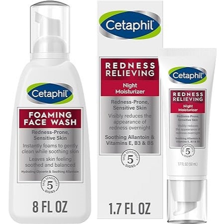 ๐บ๐ธ CETAPHIL Redness Relieving Facial Moisturizer Day SPF 40 50ml/Night Cream/Face Wash 237ml
