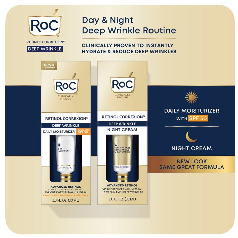π«π· RoC 30ml Retinol Correxion Deep Wrinkle Anti-Aging Day SPF30 Night Moisturizer & Filler