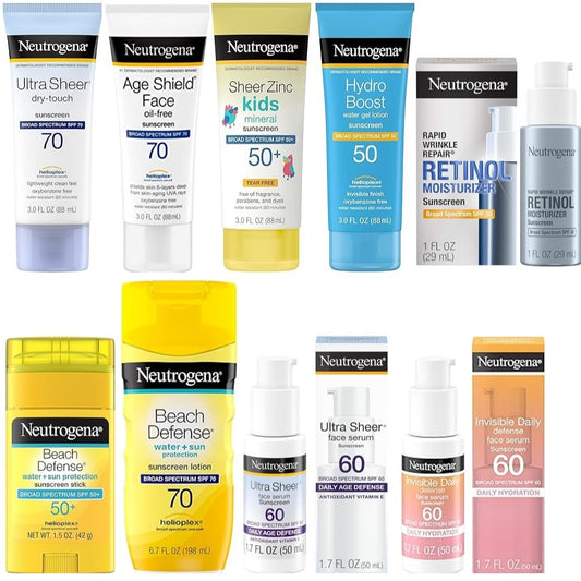 🇺🇸 Neutrogena SPF70/50 Sunscreen 198ml/88ml/50ml Ultra Sheer Age-Shield Face Serum Zinc Mineral Kid