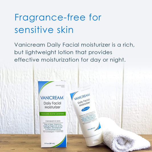 🇺🇸 Vanicream 89ml Daily Facial Moisturizer With Hyaluronic Acid For Sensitive Skin