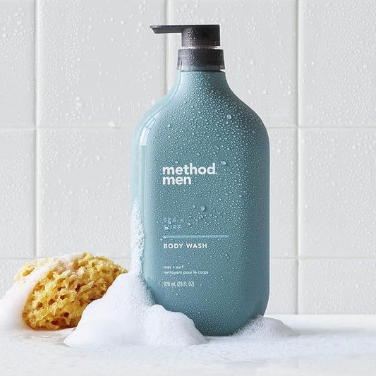 🇺🇸 Method 828ml Body Wash w/Pump Men Sea Surf/Pure Peace Large