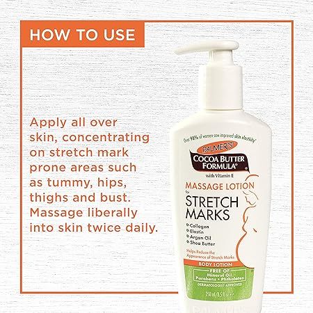 🇺🇸 Palmer's 250ml Massage Lotion for Stretch Marks and Pregnancy Firming Skin, Bust, Tummy