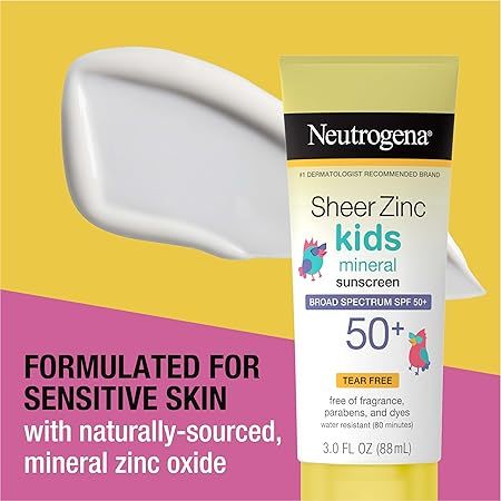 🇺🇸 Neutrogena Kids 88ml SPF50+ Mineral Sunscreen Lotion Sheer Zinc Oxide SPF 50+