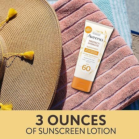 🇺🇸 Aveeno 88ml SPF60 Protect + Hydrate Moisturizing Body Sunscreen Lotion w/ Broad Spectrum SPF 60