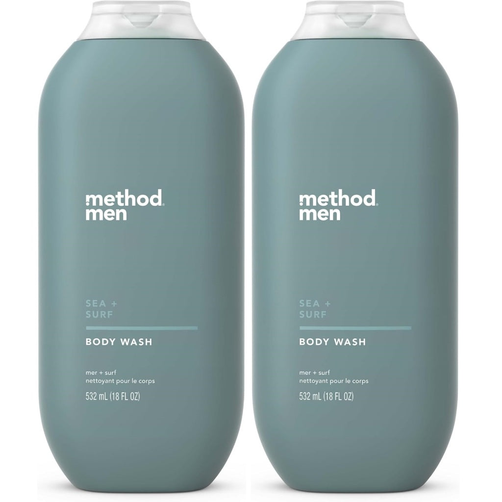 🇺🇸 Method 828ml Body Wash w/Pump Men Sea Surf/Pure Peace Large