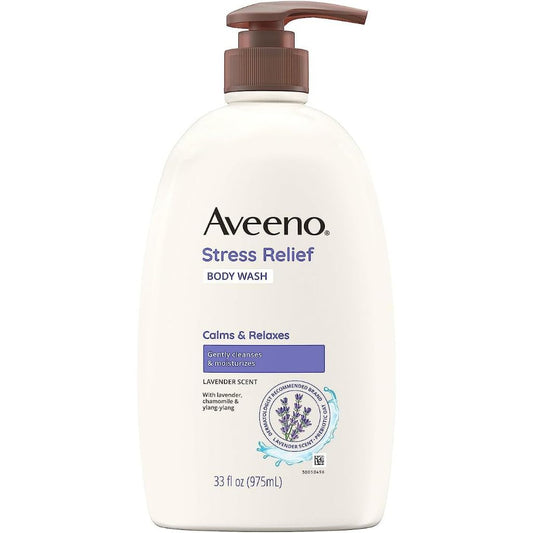 🇺🇸 Aveeno 975ml Stress Relief Body Wash - Lavender Chamomile & YlangYlang