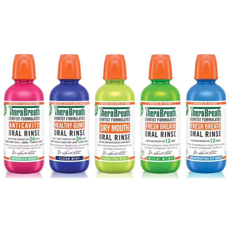 🇺🇸 TheraBreath 473ml Mouthwash Oral Rinse Icy/Mild/Fresh/Sparkle/Tingling/Chamomile Mint